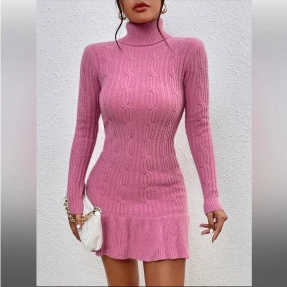 Shein L Pink Sweater Dress 0014 - Picture 3 of 9